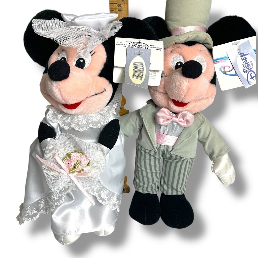 Disney Store Mickey & Minnie Mouse 12" Plush‎ Bride Groom Wedding Set EUC w/tags - Picture 2 of 16